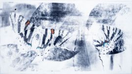 02 Hun Og Han Sommerfugler 50x70cm Liquid Light På Akvarellpapir
